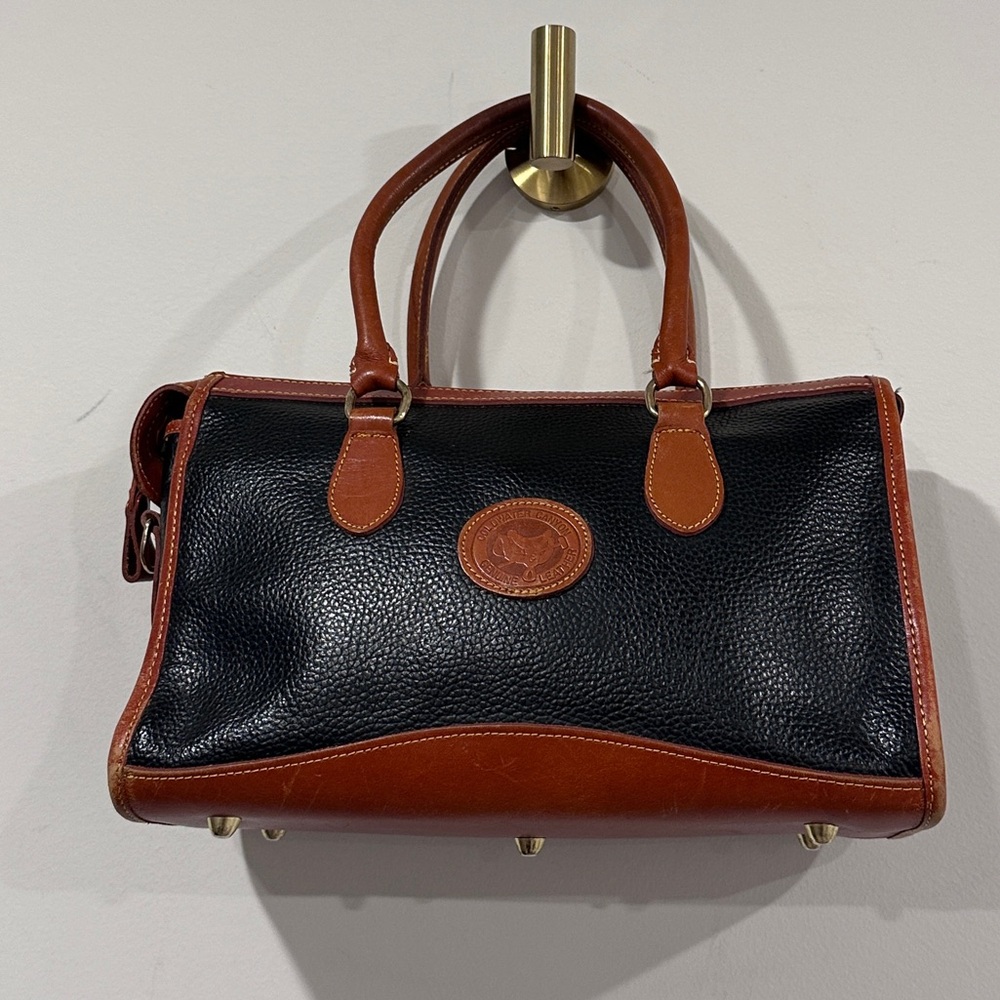 Vintage Black & British Genuine Contrasting Leather Tan Handbag - Picture 9 of 14